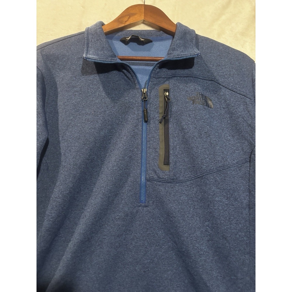 The North Face Sweater Mens Medium Blue 1/2 Zip Pullover Pocket Sweatshirt - Picture 2 of 8